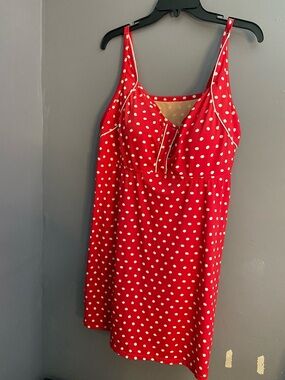 Swim 365 Swimsuits for all Red White Polka Dot Swim dress Swimsuit Plus Size 24